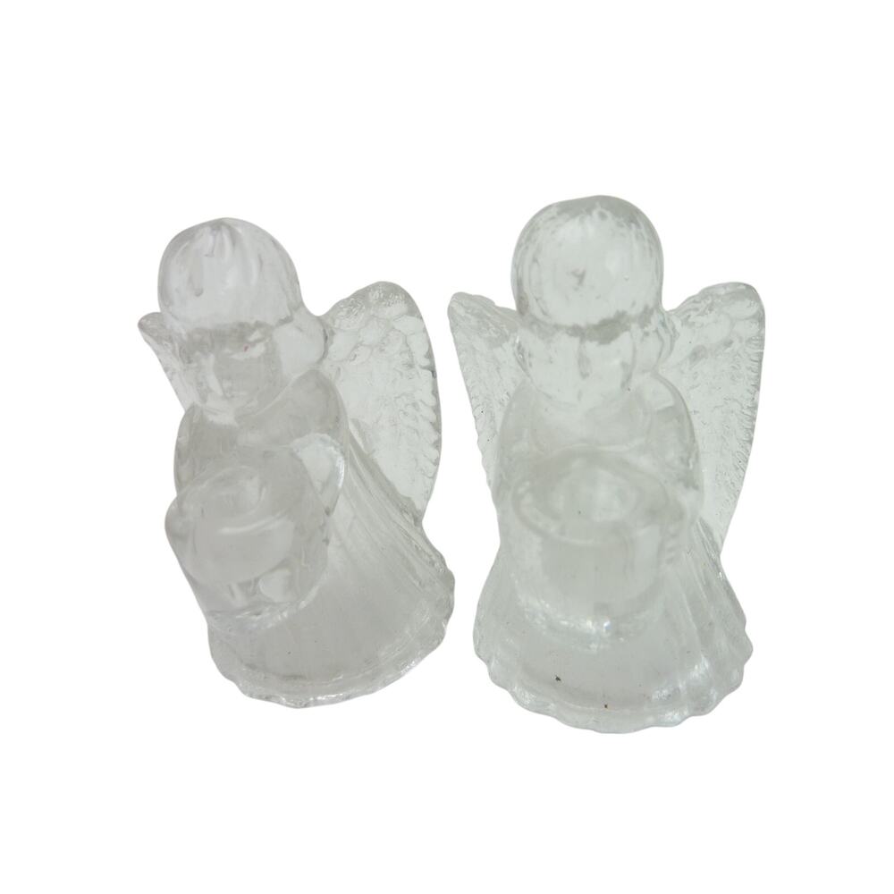 Vintage Crystal Glass Mini Candle Holders Angels 2.5 Inches